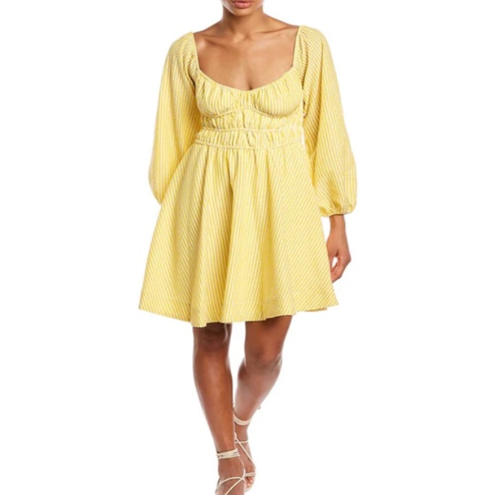 Madison Tara Yellow Seersucker dress Size 16 (XL)
